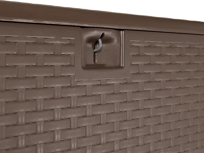 Amazon Basics Outdoor Storage Deck Box, Lockable, Weather-Resistant, 99 Gallon, Brown, for Patio Cushions, Gardening Tools, Pool Accessories - Image 6