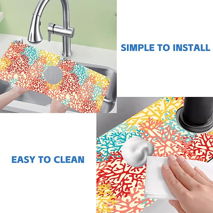 Colorful Sea Corals Dish Drying Mat - Image 5