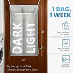 Hanging Laundry Hamper Bag XL 40x22", Space Saving over the Door Storage Bags - Image 2