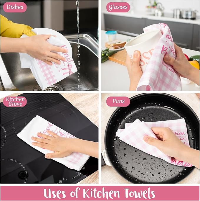 R HORSE Pink Bow Kitchen Dish Towels - Image 6
