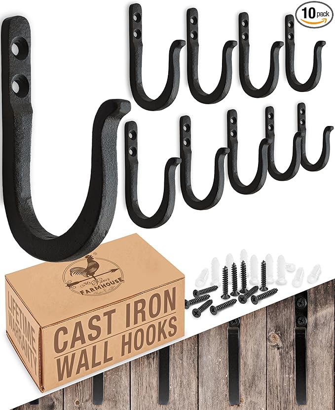 Railroad Spike Cast Iron Hooks Two Mounting Holes by MyFancyFarmhouse