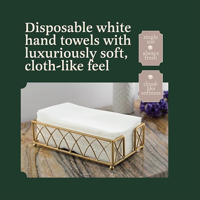 400-Pack BloominGoods Disposable Bathroom Napkins | Linen-Feel Guest Towels | - Image 2