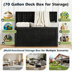 Outdoor Storage Box, Resin Deck Boxes Indoor and outdoor, Waterproof Storage Box Lockable Lid (Black, 70 Gallon) - Image 2