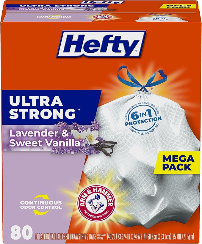 Hefty Ultra Strong Tall Kitchen Trash Bags, Lavender & Sweet Vanilla Scent by Hefty