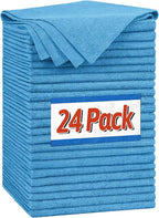 FIXSMITH Microfiber Cleaning Cloth, Shop Towels Bulk, 24 Pack Blue Microfiber by FIXSMITH