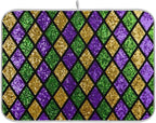 Mardi Gras Dish Drying Mat for Kitchen Gold Purple Green Buffalo Plaid by Wamika