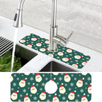 Christmas Kitchen Sink Splash Guard Mat Santa Claus and Snowflakes Sink Splash - Image 4
