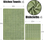 Microfiber Kitchen Towels and Dishcloths Set, 26 X 18 Inch and 12 X 12 Inch - Image 2