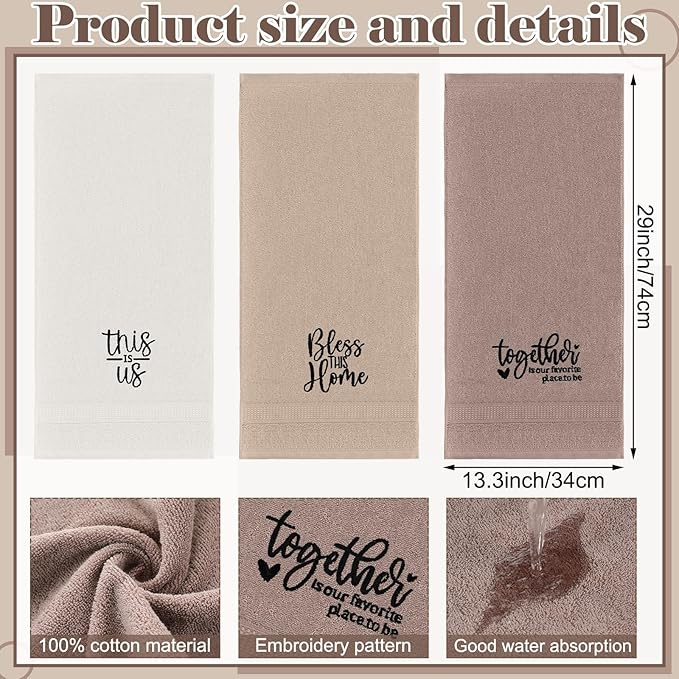 3 Pcs Farmhouse Decorative Hand Towels - Image 2