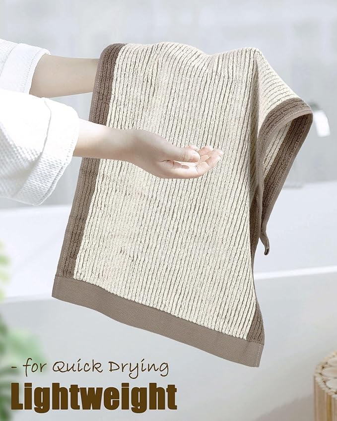 Cleanbear Hand Towels for Bathroom Set of 4, Jacquard Weaved Cotton Face Towels - Image 4