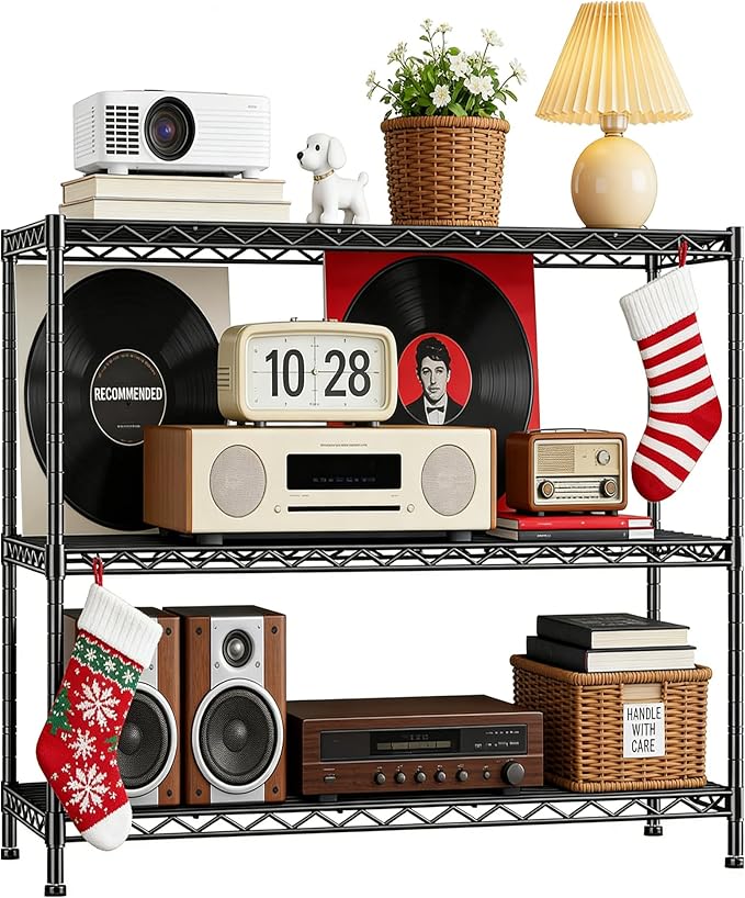 Xcity Storage Shelves, 3 Tier Heavy Duty Metal Shelving Unit, 1200 LBS Capacity Adjustable Steel Wire Shelf Organizer for Pantry, Kitchen, Garage, 14" D x 36" W x 36" H, Black by Unknown