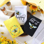 Bee Hand Towels Farmhouse Summer Yellow Bathroom Decor 14x29 Inch Embroidered - Image 6