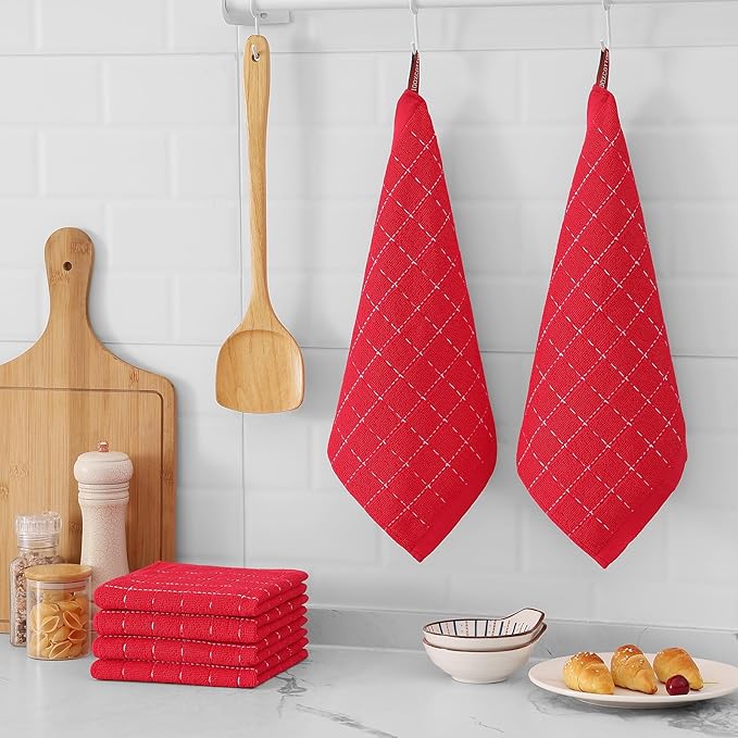 Mordimy 100% Cotton Terry Cloth Dish Cloths, Soft and Absorbent Checkered Dish - Image 6