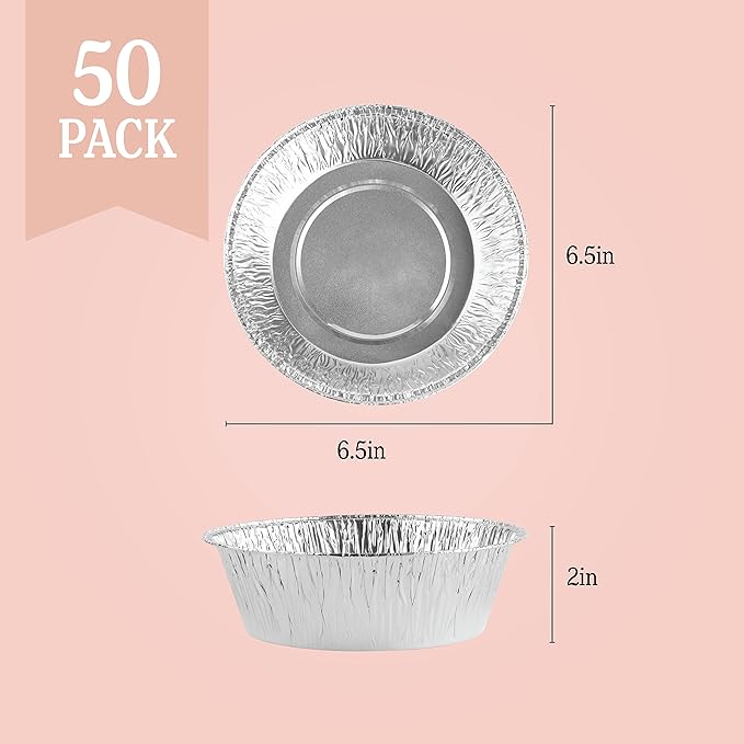 PLASTICPRO 6.5'' Inch Round Tin Foil Pans Disposable Aluminum, Freezer & Oven - Image 5