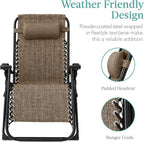 Best Choice Products Oversized Zero Gravity Chair, Folding Outdoor Patio Recliner, XL Anti Gravity Lounger w/Removable Cushion, Cup Holder, Side Tray, 350lb Capacity - Taupe - Image 4