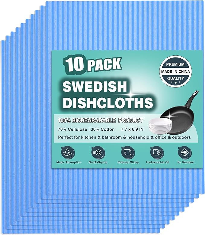 METUUTER 10 Packs Swedish Dishcloths, Reusable Kitchen Dishcloths Compostable by METUUTER