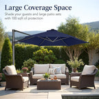 Best Choice Products 10ft Offset Cantilever Hanging Market Patio Umbrella, Smooth 360° Rotation, 8 Sturdy Ribs, Easy Adjustment - Navy Blue - Image 4