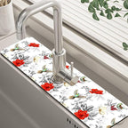 Poppy Wildflower Nightingale Sink Faucet Absorbing Mat Sink Splash Guard Faucet by Unknown