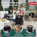 Keter Unity Small 40 Gallon Grill Prep Table and Storage Cart, Grey – BBQ Station with Wheels and Stainless Steel Top, Portable Serving Stand for Patio, Deck, and Backyard - Image 3