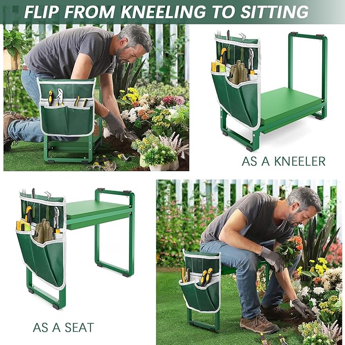 FLINTER 10.2" Wider Garden Kneeler and Seat, Heavy Duty Thick Gardening Bench for Kneeling and Seat - Garden Kneelers for Seniors, Gardening Stools for Women, Grandparents, Gardeners, Green - Image 5