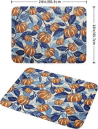 Blue Burnt Orange Fall Thanksgiving Pumpkin Dish Drying Mat - Image 2