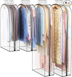 Clear Garment Bag for Hanging Clothes 10” Gusseted, 40&60” Suit Bags for Open by Liuoud