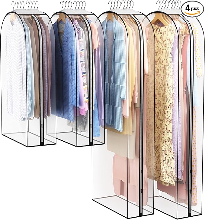 Clear Garment Bag for Hanging Clothes 10” Gusseted, 40&60” Suit Bags for Open by Liuoud