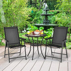 Giantex Set of 2 Patio Folding Chairs, Portable Outdoor Dining Chairs with Armrest for Porch Camping Pool Beach Deck Lawn Garden, Metal Frame, Black - Image 2