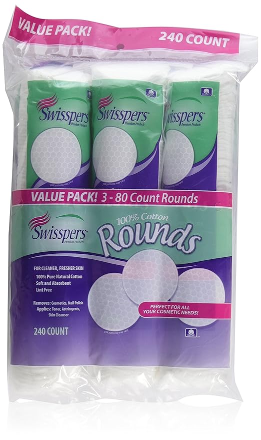 Swisspers Cotton Rounds 80 Count 100% Cotton by Swisspers