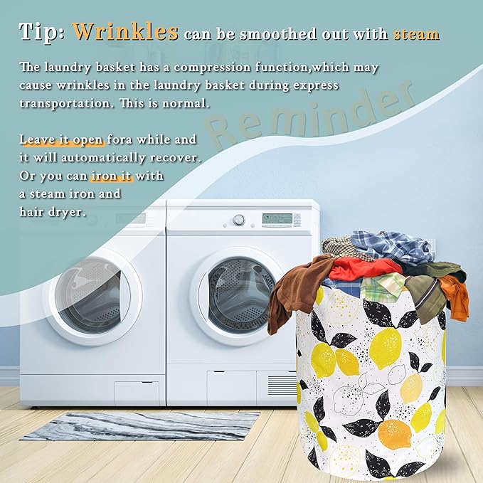 Lemons Laundry Hamper Boho Tropical Fruit Colorful Laundry Basket - Image 6