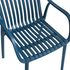 Modern Stackable Outdoor & Indoor Plastic Dining Chairs Set, Armchairs Set, Weather-Resistant, Ideal for Patios, Cafes, and Home Use, Set of 4 (Blue) - Image 6