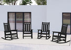 KINGYES Oversized Outdoor Rocking Chair Set of 4, All-Weather Patio Rocking Chairs for Porch, HDPE Outdoor Patio Rockers with High Back & Wide Seat for Garden, Lawn, Black - Image 9
