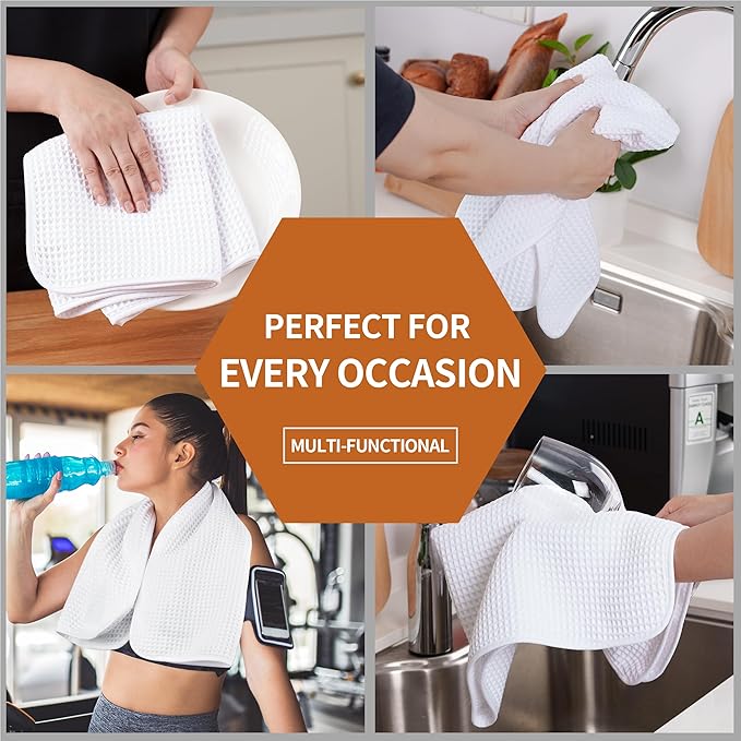 Microfiber Waffle Hand Towels, 4 Pieces, Fast Drying, Lint Free 430 GSM - Image 7
