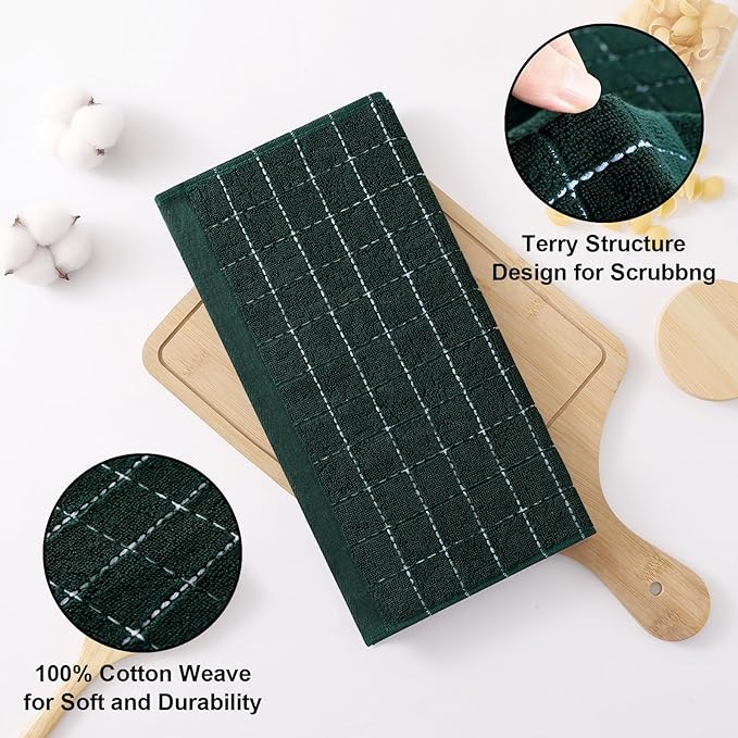 Homaxy 100% Cotton Terry Kitchen Dish Cloths, Ultra Soft and Absorbent Dish - Image 2
