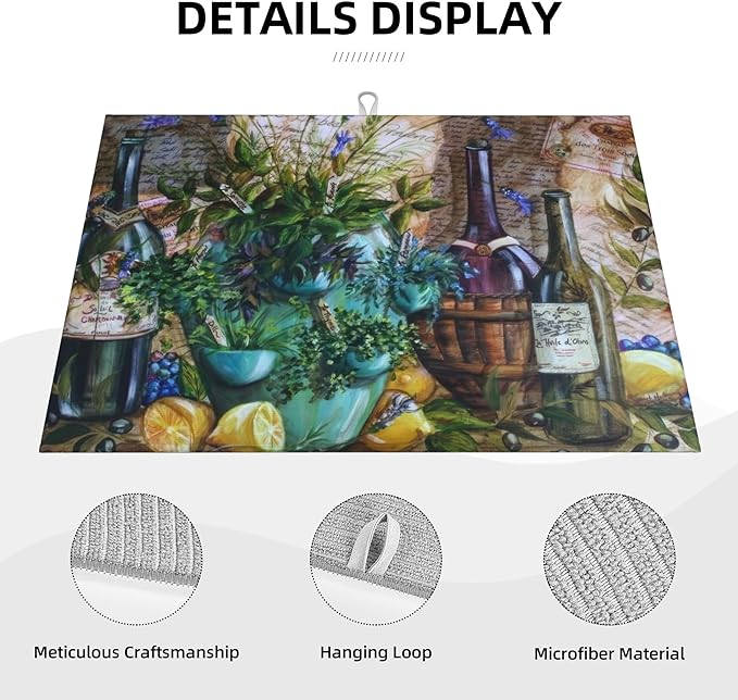 Retro Colorful Wine Flower Dish Drying Mats - Image 3