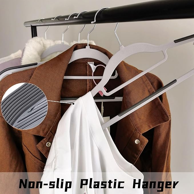 50 Pack Plastic Clothes Hangers- 16.5 Inch Slim Space Saving Hangers - Image 4