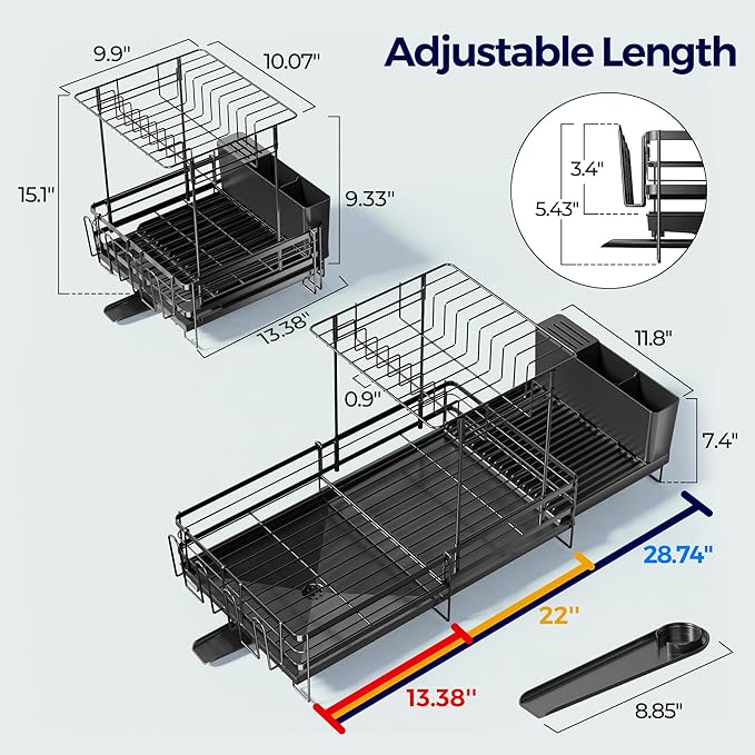 2 Tier Large Dish Drying Rack, Expandable Dish Rack - Image 6