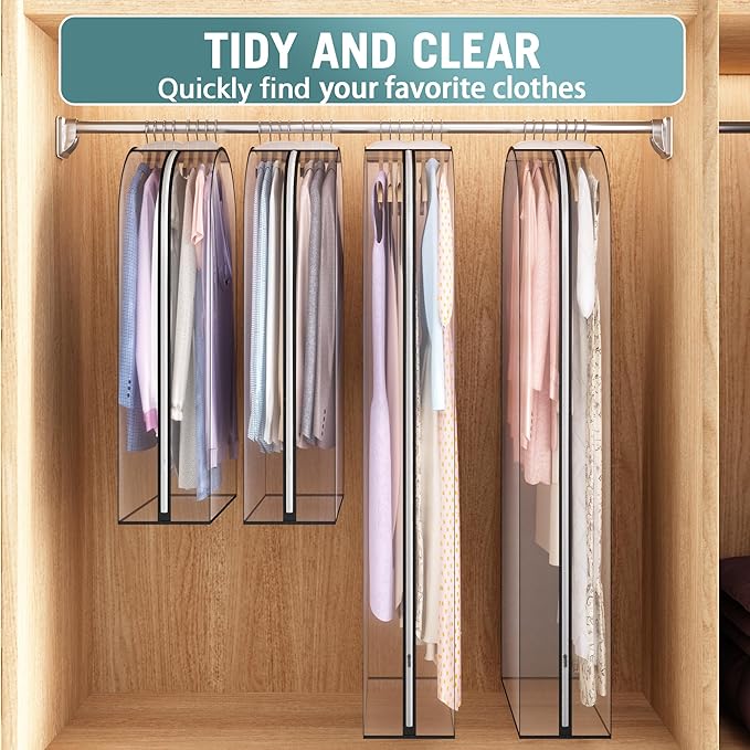 Clear Garment Bag for Hanging Clothes 10” Gusseted, 40&60” Suit Bags for Open - Image 6