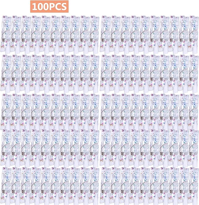 Aylifu 100pcs Transparent Plastic Clothespins Clips Glittering Photo Paper - Image 3