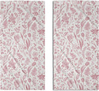 Spring Floral Hand Towels for Bathroom Set of 2 Pink White Flower Leaves by Aytipun