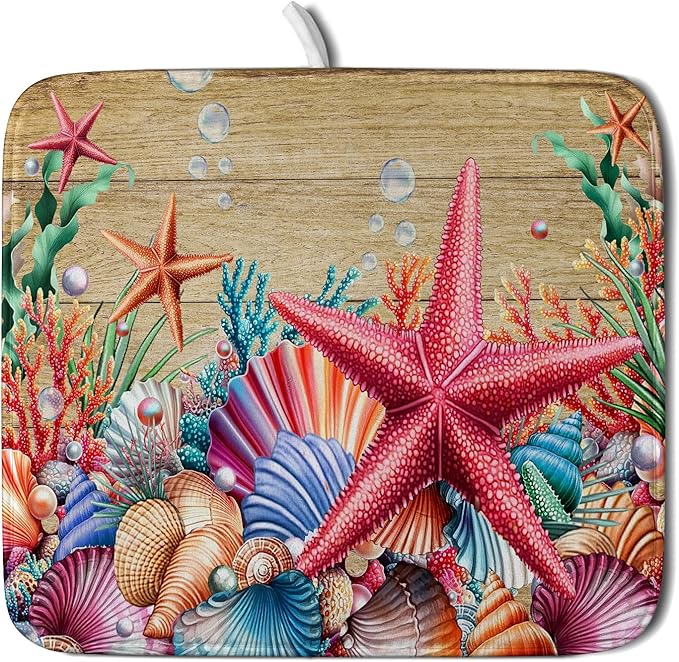 Summer Ocean Dish Drying Mat by Giwawa