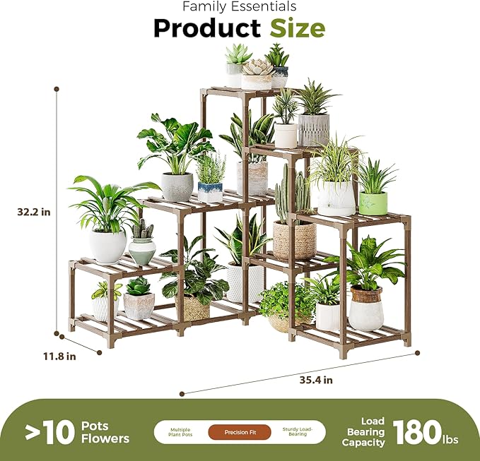 Bamworld Plant Stand Indoor Corner Plant Shelf Outdoor for Multiple Plants Wood Flower Stand Ladder Plant Table for Plant Pots for Window Garden Balcony Living Room - Image 5