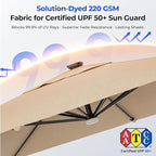 HOMSHADE 10 ft Square Cantilever Patio Umbrella with Base Included, Solar Lights Large Umbrella Outdoor Patio with 360°Rotation&Tilting, LED Lighted Offset Umbrellas w/Stand for Pool Deck - Image 4