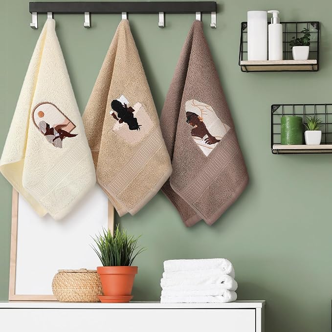 3 Pcs African American Woman Hand Towels - Image 4