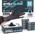 Beastek Black Disposable Nitrile Exam Gloves 100 Pcs 4Mil Chemical Resistant by Beastek