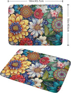 Boho Floral Dish Drying Mat for Kitchen Counter 16x18 Inch Boho Blooming Flower - Image 2