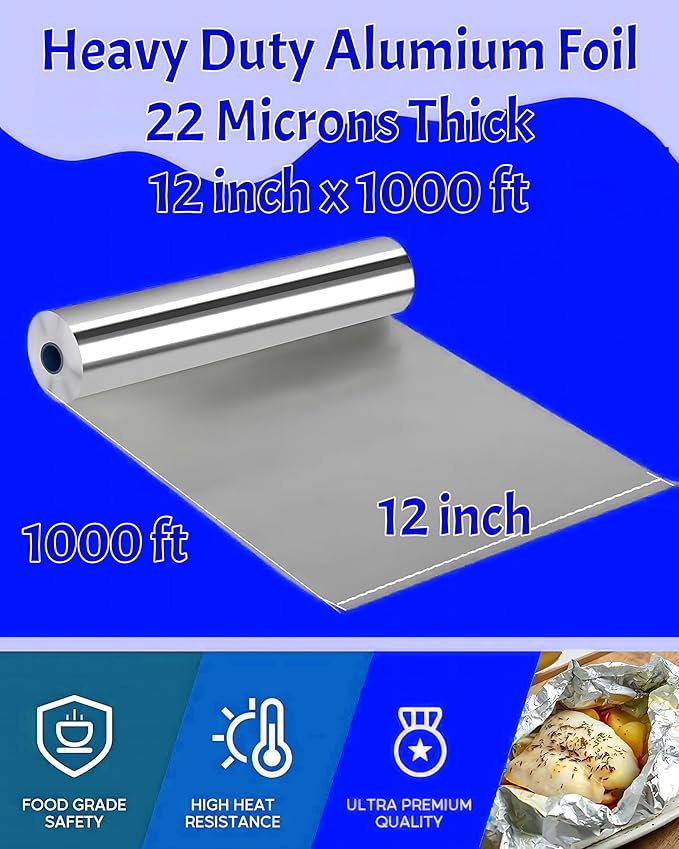 Aluminum Foil Wrap Roll 12 in x 1000 ft Heavy Duty Commercial and Home Use - Image 3
