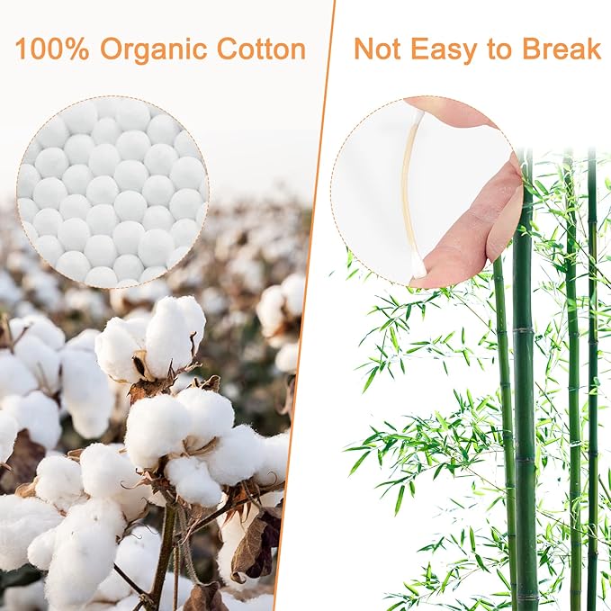 800 Count Organic Cotton Swabs for Ears, Bamboo Cotton Tips - Image 3