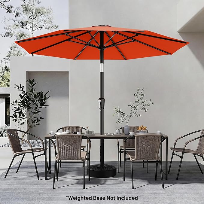 AreShark 9 FT Patio Umbrella for Outdoor, Outdoor Umbrella with Push Button Tilt and Crank, Outdoor Patio Umbrellas with 8 Sturdy Ribs for Market, Garden, Deck, Backyard, Pool (Orange) - Image 6