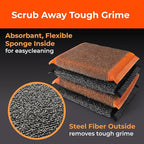 Heavy-Duty Steel Wool Scrubber Sponges 4 Pack – Stainless Steel Cleaning Pads - Image 6